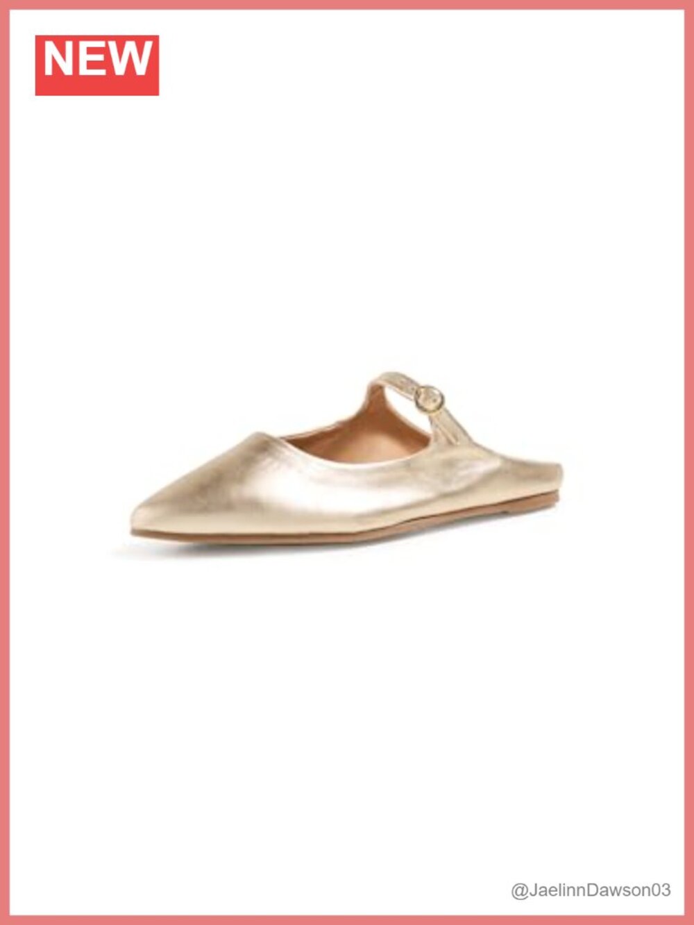 Women's Metallic Leather Flat Mules Pointed Toe Slip-On Buckle
